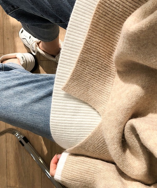 meJane（ミージェーン）の「レイヤード風モヘアライクニットプルオーバー（ニット/セーター・レディース・ブラック/グレー/ピンク/ダークベージュ・FREE）」の6枚目の写真