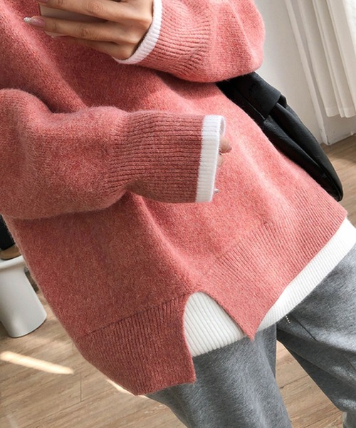 meJane（ミージェーン）の「レイヤード風モヘアライクニットプルオーバー（ニット/セーター・レディース・ブラック/グレー/ピンク/ダークベージュ・FREE）」の13枚目の写真