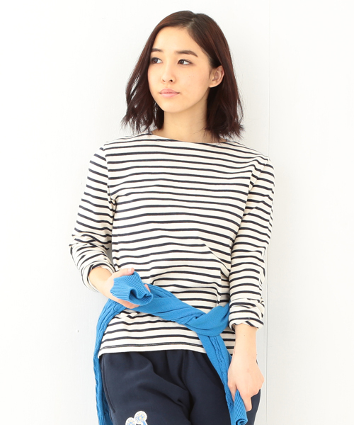 BEAMS BOY（ビームスボーイ）の「◎BEAMS BOY / ボーダー ボートネック（Tシャツ/カットソー・レディース・ブラック/イエロー/ブルー/ネイビー・ONE SIZE）」の8枚目の写真