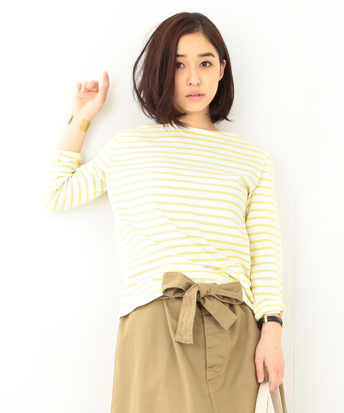 BEAMS BOY（ビームスボーイ）の「◎BEAMS BOY / ボーダー ボートネック（Tシャツ/カットソー・レディース・ブラック/イエロー/ブルー/ネイビー・ONE SIZE）」の12枚目の写真