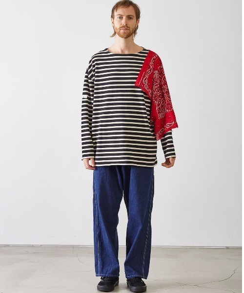 CAL O LINE（キャルオーライン）の「KOTSUBO × cal o line/コツボ×キャルオーライン　BANDANA BASQUE BORDER T バンダナバスクボーダーティー　CKTW-210（Tシャツ/カットソー・メンズ・ブラック・LARGE）」の6枚目の写真