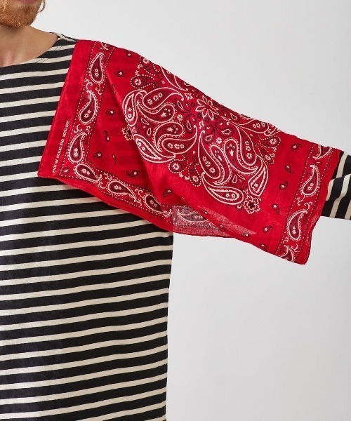 CAL O LINE（キャルオーライン）の「KOTSUBO × cal o line/コツボ×キャルオーライン　BANDANA BASQUE BORDER T バンダナバスクボーダーティー　CKTW-210（Tシャツ/カットソー・メンズ・ブラック・LARGE）」の4枚目の写真