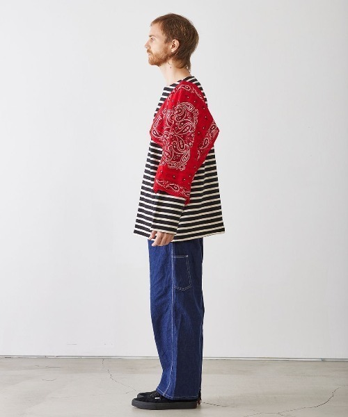 CAL O LINE（キャルオーライン）の「KOTSUBO × cal o line/コツボ×キャルオーライン　BANDANA BASQUE BORDER T バンダナバスクボーダーティー　CKTW-210（Tシャツ/カットソー・メンズ・ブラック・LARGE）」の2枚目の写真