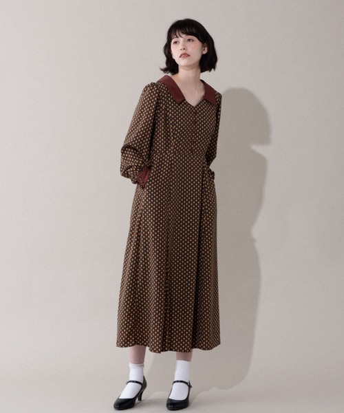 idem(イデム)の「charming classical onepiece/小花柄クラシカルワンピース(ワンピース・レディース・グリーン/マスタード・FREE)」の3枚目の写真