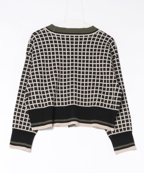 STYLEBLOCK（スタイルブロック）の「ジャガードオーバーチェックショートニットカーディガン（カーディガン/ボレロ・レディース・ブラック/グレイッシュベージュ/ベージュ/ホワイト系その他・M）」の5枚目の写真