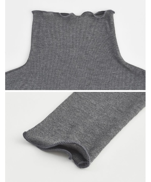 Re:EDIT(リエディ)の「無地or配色シアーフライスハイネックトップス(Tシャツ/カットソー・レディース・ブラック/ホワイト/ライム/グレイッシュベージュ/チャコールグレー/ホワイト×ブラック/グレー×ホワイト/ブラック×ホワイト・MEDIUM/LARGE)」の16枚目の写真