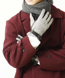 MK MICHEL KLEIN HOMME （エムケーミッシェルクランオム）の「『あたたかい/タッチパネル使用』ヘリンボーンツイードコンビレザーグローブ（その他小物・レディース）」