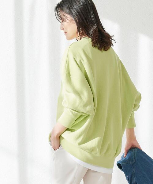 green label relaxing（グリーンレーベルリラクシング）の「ウラケ リッタイ スリーブ プルオーバー カットソー スウェット（スウェット・レディース・オフホワイト/ライム/ダークグレー・FREE）」の12枚目の写真