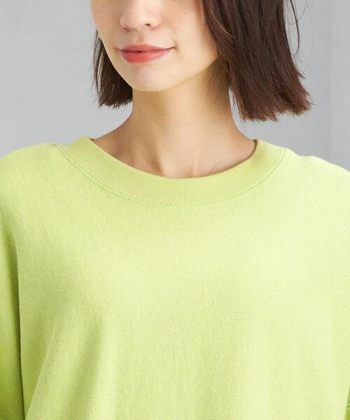 green label relaxing（グリーンレーベルリラクシング）の「ウラケ リッタイ スリーブ プルオーバー カットソー スウェット（スウェット・レディース・オフホワイト/ライム/ダークグレー・FREE）」の11枚目の写真