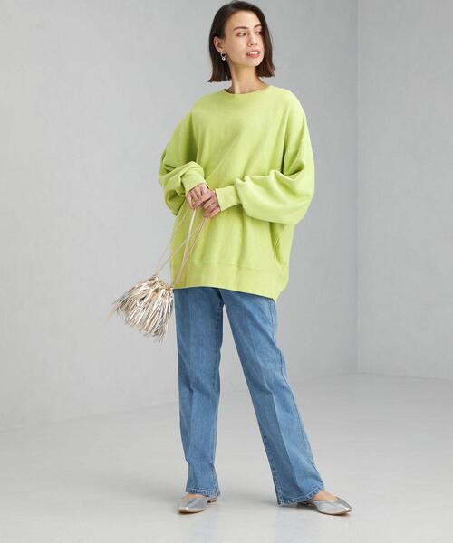 green label relaxing（グリーンレーベルリラクシング）の「ウラケ リッタイ スリーブ プルオーバー カットソー スウェット（スウェット・レディース・オフホワイト/ライム/ダークグレー・FREE）」の17枚目の写真