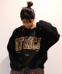 <moyan ecri>オーガニックコットン”AFRICA”パッチ裏毛プルオーバー