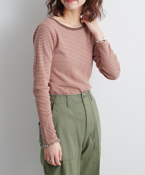 MILLER（ミラー）の「【Miller/ミラー】別注ボーダー長袖（Tシャツ/カットソー・レディース・ブルー/ピンク/ブラウン・ONE SIZE）」の7枚目の写真