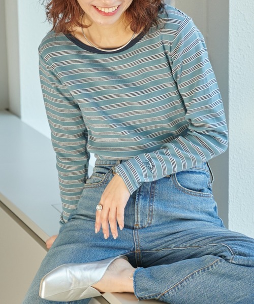 MILLER（ミラー）の「【Miller/ミラー】別注ボーダー長袖（Tシャツ/カットソー・レディース・ブルー/ピンク/ブラウン・ONE SIZE）」の12枚目の写真