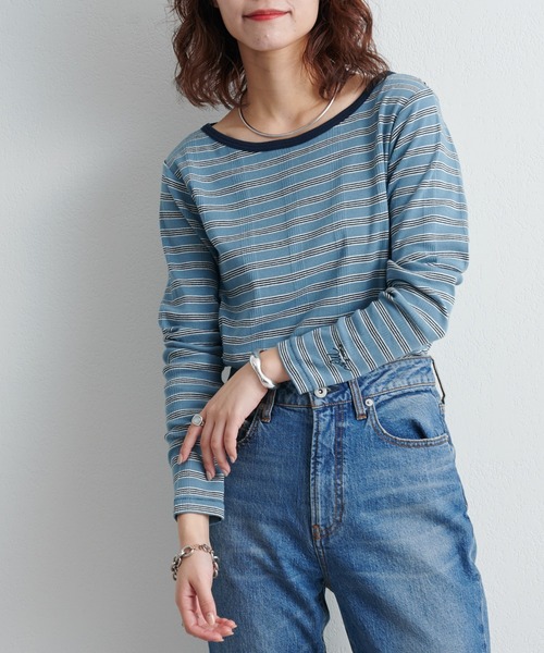 MILLER（ミラー）の「【Miller/ミラー】別注ボーダー長袖（Tシャツ/カットソー・レディース・ブルー/ピンク/ブラウン・ONE SIZE）」の13枚目の写真