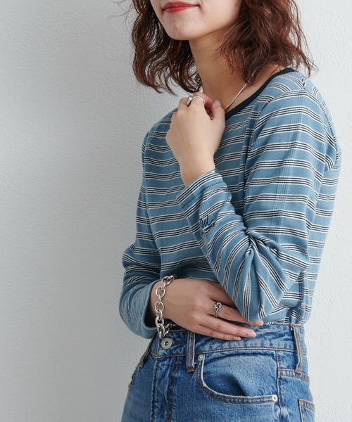 MILLER（ミラー）の「【Miller/ミラー】別注ボーダー長袖（Tシャツ/カットソー・レディース・ブルー/ピンク/ブラウン・ONE SIZE）」の15枚目の写真