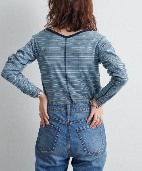 MILLER（ミラー）の「【Miller/ミラー】別注ボーダー長袖（Tシャツ/カットソー・レディース・ブルー/ピンク/ブラウン・ONE SIZE）」の16枚目の写真