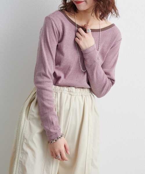 MILLER（ミラー）の「【Miller/ミラー】別注ボーダー長袖（Tシャツ/カットソー・レディース・ブルー/ピンク/ブラウン・ONE SIZE）」の21枚目の写真