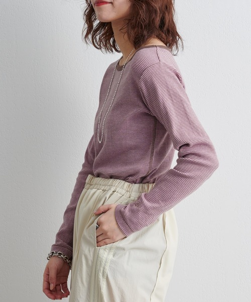 MILLER（ミラー）の「【Miller/ミラー】別注ボーダー長袖（Tシャツ/カットソー・レディース・ブルー/ピンク/ブラウン・ONE SIZE）」の22枚目の写真