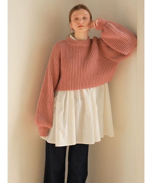 ACYM（アシーム）の「Volume sleeve mini ニット（ニット/セーター・レディース・ブラック/グレー系その他/ピンク・FREE）」の3枚目の写真