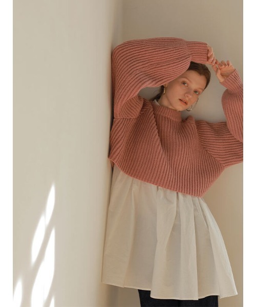 ACYM（アシーム）の「Volume sleeve mini ニット（ニット/セーター・レディース・ブラック/グレー系その他/ピンク・FREE）」の9枚目の写真