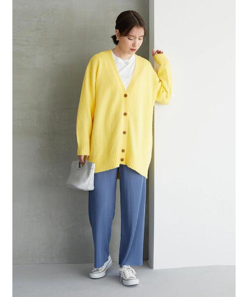 Green　Parks（グリーンパークス）の「モヘアタッチミドル丈ニットカーデ＊（カーディガン/ボレロ・レディース・ピンク/イエロー/アイボリー/ブルーグリーン・FREE）」の21枚目の写真