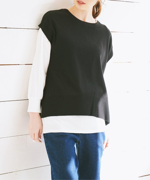 ikka（イッカ）の「【Sサイズ WEB限定】【親子リンク】ニットベストアンサンブル22SS（アンサンブル・レディース・ブラック/ミント/スモークグレー/その他1/その他4・S/M/L）」の2枚目の写真