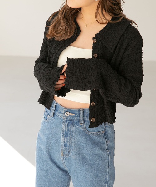 Heather(ヘザー)の「ポコポコ襟カーディガン 273041(カーディガン/ボレロ・レディース・ブラック/グリーン/アイボリー・FREE)」の19枚目の写真