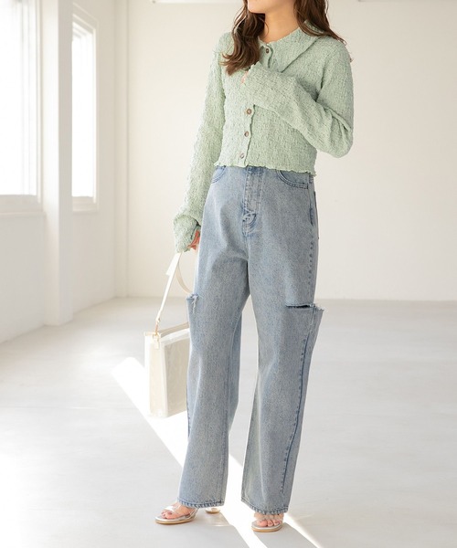 Heather(ヘザー)の「ポコポコ襟カーディガン 273041(カーディガン/ボレロ・レディース・ブラック/グリーン/アイボリー・FREE)」の16枚目の写真