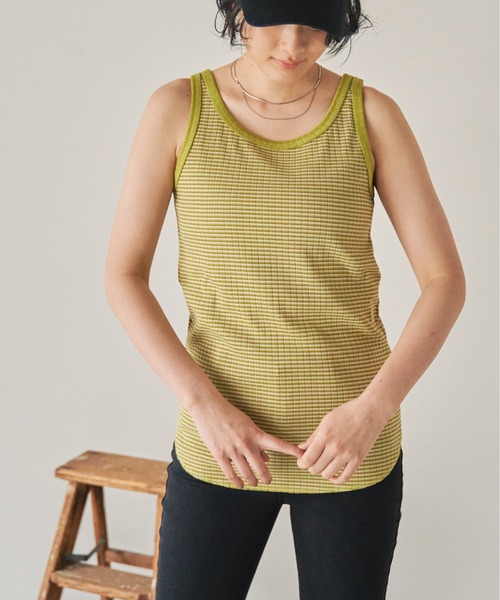 ANGIE（アンジー）の「ランダムリブタンクトップ/無地/ボーダー（タンクトップ・レディース・オフホワイト/ブラウン系その他/ブルー系その他/イエロー系その他/スミクロ/ダークオレンジ・FREE）」の5枚目の写真