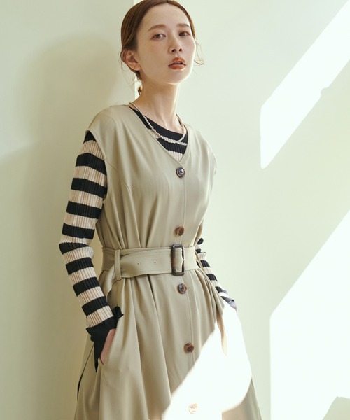 natural couture（ナチュラルクチュール）の「【WEB限定カラー有り】キラッとほんわりシアーリブニット（ニット/セーター・レディース・オフホワイト/ベージュ/グリーン/その他1/その他2・FREE）」の4枚目の写真