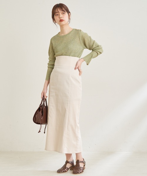 natural couture（ナチュラルクチュール）の「【WEB限定カラー有り】キラッとほんわりシアーリブニット（ニット/セーター・レディース・オフホワイト/ベージュ/グリーン/その他1/その他2・FREE）」の7枚目の写真