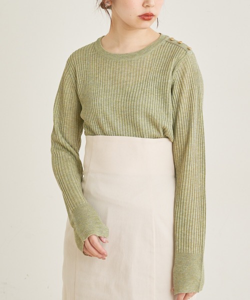 natural couture（ナチュラルクチュール）の「【WEB限定カラー有り】キラッとほんわりシアーリブニット（ニット/セーター・レディース・オフホワイト/ベージュ/グリーン/その他1/その他2・FREE）」の21枚目の写真