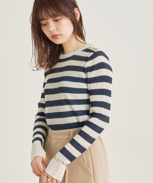 natural couture（ナチュラルクチュール）の「【WEB限定カラー有り】キラッとほんわりシアーリブニット（ニット/セーター・レディース・オフホワイト/ベージュ/グリーン/その他1/その他2・FREE）」の18枚目の写真