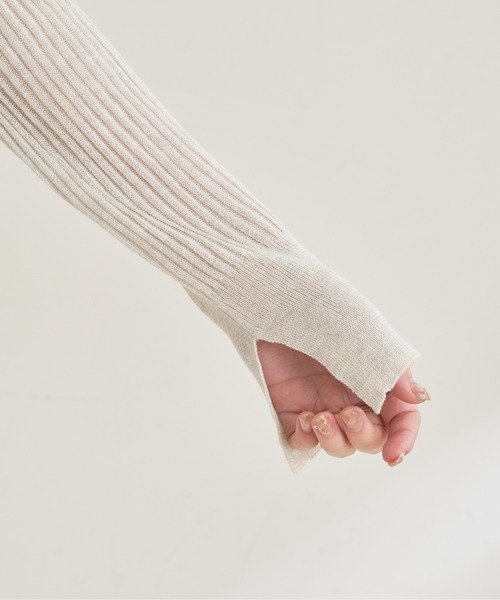 natural couture（ナチュラルクチュール）の「【WEB限定カラー有り】キラッとほんわりシアーリブニット（ニット/セーター・レディース・オフホワイト/ベージュ/グリーン/その他1/その他2・FREE）」の19枚目の写真