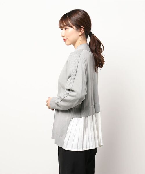 Q(キュー)の「プリーツドッキングカーデ(カーディガン/ボレロ・レディース・ライトグレー/ブルー・MEDIUM)」の3枚目の写真