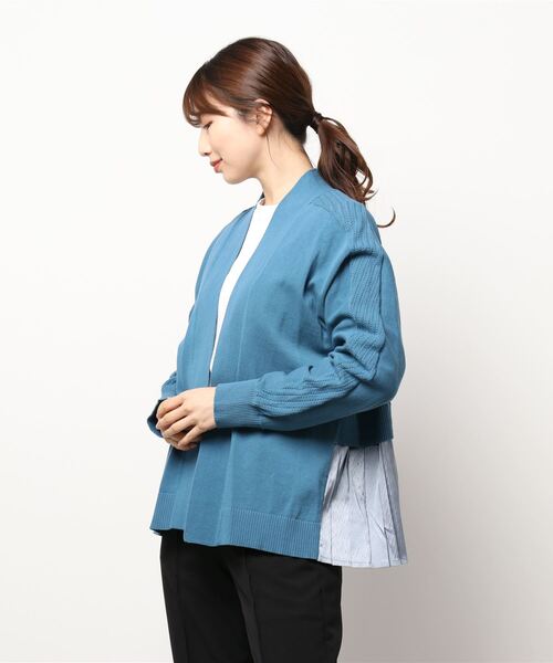 Q(キュー)の「プリーツドッキングカーデ(カーディガン/ボレロ・レディース・ライトグレー/ブルー・MEDIUM)」の6枚目の写真