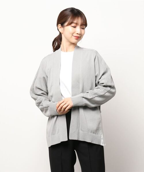 Q(キュー)の「プリーツドッキングカーデ(カーディガン/ボレロ・レディース・ライトグレー/ブルー・MEDIUM)」の5枚目の写真