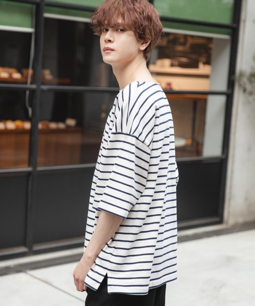 WEGO（ウィゴー）の「WEGO/バスクボーダーBIGT（Tシャツ/カットソー・メンズ・ホワイト/ブラック/ホワイト系その他・LARGE/MEDIUM）」の10枚目の写真