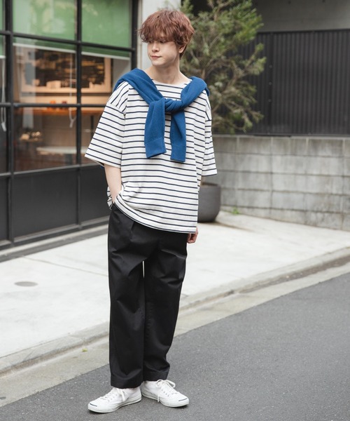 WEGO（ウィゴー）の「WEGO/バスクボーダーBIGT（Tシャツ/カットソー・メンズ・ホワイト/ブラック/ホワイト系その他・LARGE/MEDIUM）」の5枚目の写真