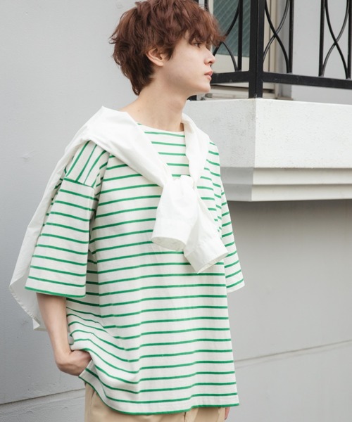 WEGO（ウィゴー）の「WEGO/バスクボーダーBIGT（Tシャツ/カットソー・メンズ・ホワイト/ブラック/ホワイト系その他・LARGE/MEDIUM）」の17枚目の写真