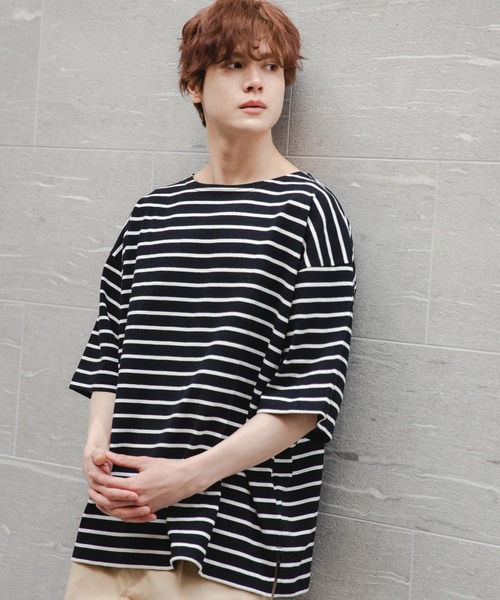 WEGO（ウィゴー）の「WEGO/バスクボーダーBIGT（Tシャツ/カットソー・メンズ・ホワイト/ブラック/ホワイト系その他・LARGE/MEDIUM）」の21枚目の写真