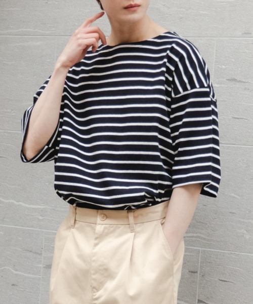 WEGO（ウィゴー）の「WEGO/バスクボーダーBIGT（Tシャツ/カットソー・メンズ・ホワイト/ブラック/ホワイト系その他・LARGE/MEDIUM）」の4枚目の写真