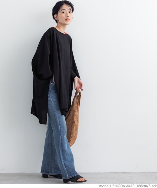 coca（coca）（コカ）の「すっぽり体型カバーサマーポンチョ（ポンチョ・レディース・ブラック/グレー・ONE SIZE）」の5枚目の写真