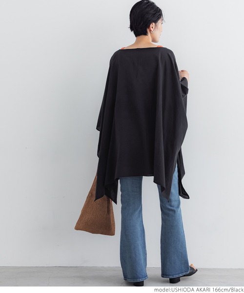 coca（coca）（コカ）の「すっぽり体型カバーサマーポンチョ（ポンチョ・レディース・ブラック/グレー・ONE SIZE）」の6枚目の写真