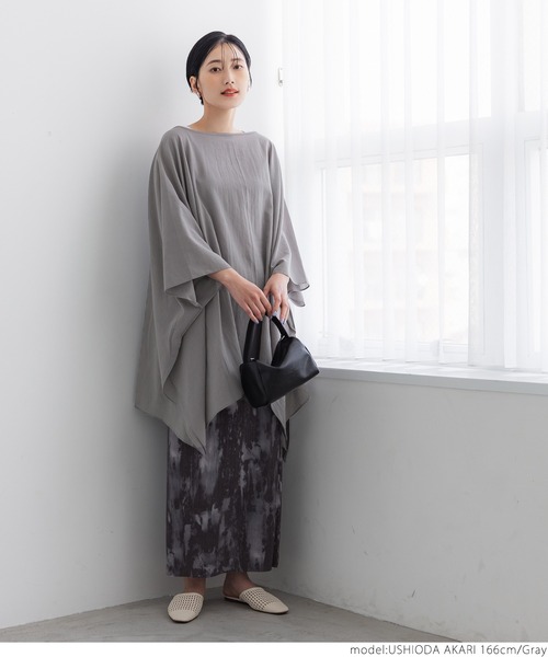 coca（coca）（コカ）の「すっぽり体型カバーサマーポンチョ（ポンチョ・レディース・ブラック/グレー・ONE SIZE）」の8枚目の写真