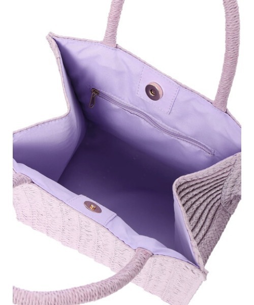 Green　Parks（グリーンパークス）の「・ブレード編みスクエアトートバッグ（トートバッグ・レディース・ベージュ/ラベンダー/グレイッシュベージュ・FREE）」の6枚目の写真