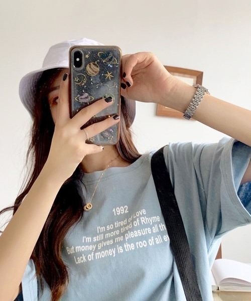 Chaco closet（チャコ クローゼット）の「ワードロゴプリントクルーネックTシャツ（Tシャツ/カットソー・レディース・ホワイト/ブルー/オレンジ・FREE）」の2枚目の写真