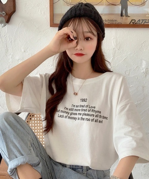 Chaco closet（チャコ クローゼット）の「ワードロゴプリントクルーネックTシャツ（Tシャツ/カットソー・レディース・ホワイト/ブルー/オレンジ・FREE）」の5枚目の写真