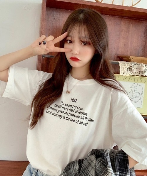 Chaco closet（チャコ クローゼット）の「ワードロゴプリントクルーネックTシャツ（Tシャツ/カットソー・レディース・ホワイト/ブルー/オレンジ・FREE）」の6枚目の写真