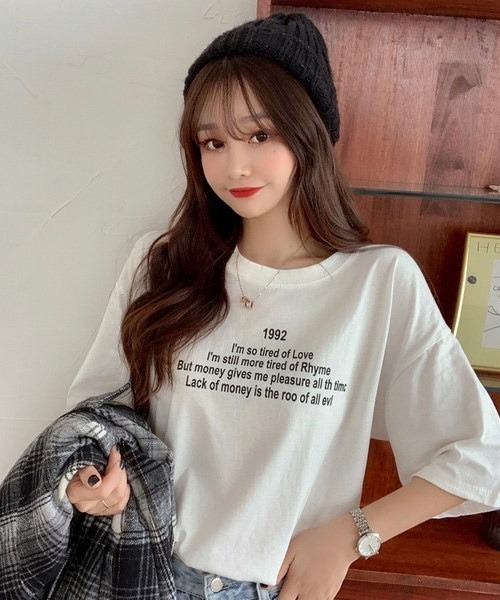 Chaco closet（チャコ クローゼット）の「ワードロゴプリントクルーネックTシャツ（Tシャツ/カットソー・レディース・ホワイト/ブルー/オレンジ・FREE）」の7枚目の写真
